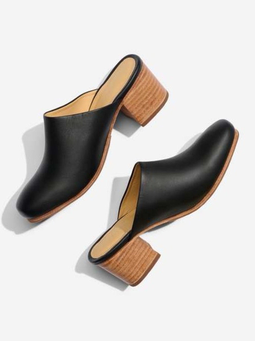 Nisolo Black Leather ‘All-Day’ Heeled Mules, Size 11